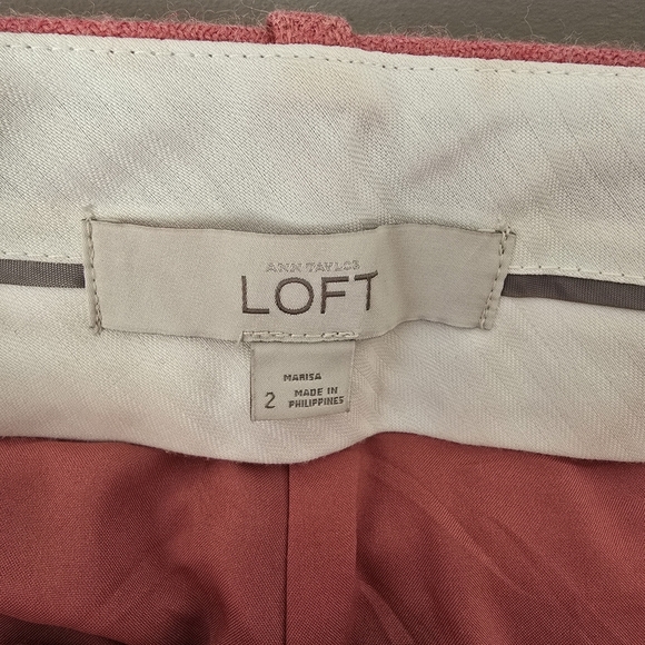 Loft Marisa Straight Wool Blend Pants Size 2 Pink Spice Careerwear Button Detail - Picture 11 of 14